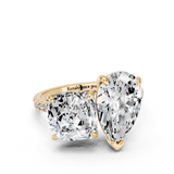 Yellow gold Pear and Cushion Toi Moi Ring with Prong Setting and Micro Pave Band_8