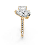 Yellow gold Pear and Cushion Toi Moi Ring with Prong Setting and Pave Band 2