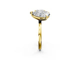 Yellow gold Pear and Cushion Toi Moi Ring with Prong Setting and Plain Band 2