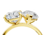 Yellow gold Pear and Cushion Toi Moi Ring with Prong Setting and Plain Band 4