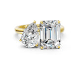 Yellow gold Pear and Emerald Cut Toi Moi Ring with Prong Setting_67