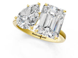 Yellow gold Pear and Emerald Cut Toi Moi Ring with Prong Setting_68