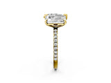 Yellow gold Pear and Emerald Toi Moi Ring with Prong Setting and Micro Pave Band 2