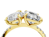 Yellow gold Pear and Emerald Toi Moi Ring with Prong Setting and Micro Pave Band 4