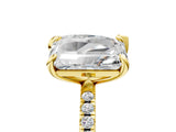Yellow gold Pear and Emerald Toi Moi Ring with Prong Setting and Micro Pave Band 5