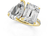 Yellow gold Pear and Emerald Toi Moi Ring with Prong Setting and Micro Pave Band_13