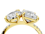 Yellow gold Pear and Emerald Toi Moi Ring with Prong Setting and Micro Pave Band_16