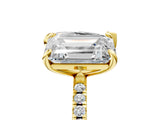 Yellow gold Pear and Emerald Toi Moi Ring with Prong Setting and Micro Pave Band_17