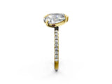 Yellow gold Pear and Emerald Toi Moi Ring with Prong Setting and Pave Band 2