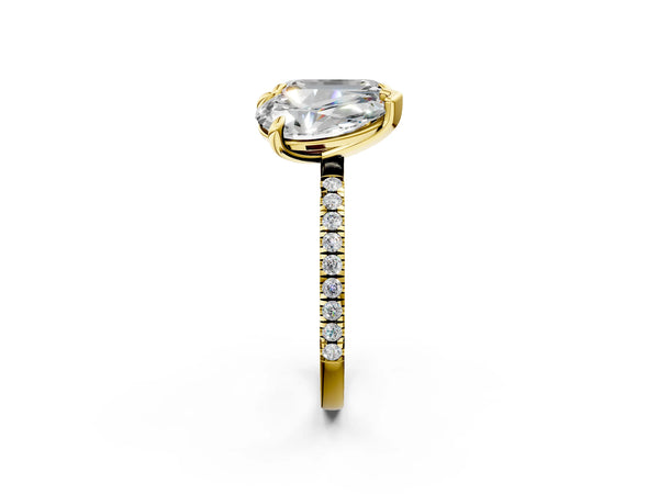 Yellow Gold Pear-Shaped and Emerald Cut Laboratory-Grown Diamond Toi et Moi Engagement Ring
