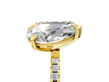 Yellow gold Pear and Emerald Toi Moi Ring with Prong Setting and Pave Band 5