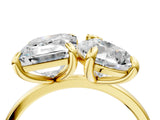Yellow gold Pear and Emerald Toi Moi Ring with Prong Setting and Plain Band_40