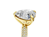 Yellow gold Pear and Heart Toi Moi Ring with Prong Setting and Micro Pave Band 1