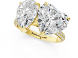 Yellow gold Pear and Heart Toi Moi Ring with Prong Setting and Micro Pave Band 3