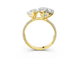 Yellow gold Pear and Heart Toi Moi Ring with Prong Setting and Micro Pave Band 5