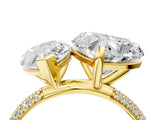 Yellow gold Pear and Heart Toi Moi Ring with Prong Setting and Micro Pave Band