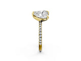 Yellow gold Pear and Heart Toi Moi Ring with Prong Setting and Pave Band 2