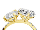Yellow gold Pear and Heart Toi Moi Ring with Prong Setting and Pave Band 4