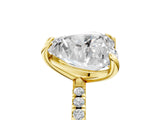 Yellow gold Pear and Heart Toi Moi Ring with Prong Setting and Pave Band 5