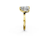 Yellow gold Pear and Heart Toi Moi Ring with Prong Setting and Plain Band 2