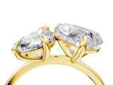 Yellow gold Pear and Heart Toi Moi Ring with Prong Setting and Plain Band 4