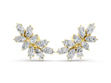 Yellow gold Pear and Marquise Diamond Cluster Stud Earrings