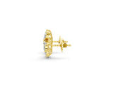 Yellow gold Pear and Marquise Diamond Cluster Stud Earrings_1