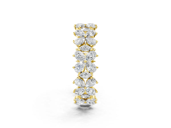 Yellow gold Pear and Marquise Diamond Floral Promise Ring