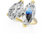 Yellow gold Pear and Marquise Toi Moi Ring with Prong Setting and Micro Pave Band 1