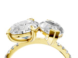 Yellow gold Pear and Marquise Toi Moi Ring with Prong Setting and Micro Pave Band 4