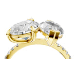 Yellow gold Pear and Marquise Toi Moi Ring with Prong Setting and Pave Band_61