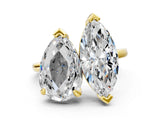 Yellow gold Pear and Marquise Toi Moi Ring with Prong Setting and Plain Band