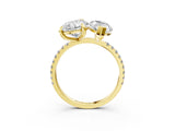 Yellow gold Pear and Princess Toi Moi Ring with Prong Setting and Micro Pave Band 3