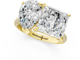 Yellow gold Pear and Princess Toi Moi Ring with Prong Setting and Pave Band 1
