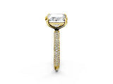Yellow gold Pear and Princess Toi Moi Ring with Prong Setting and Pave Band 2