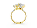 Yellow gold Pear and Princess Toi Moi Ring with Prong Setting and Pave Band 3
