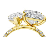 Yellow gold Pear and Princess Toi Moi Ring with Prong Setting and Pave Band 4