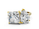 Yellow gold Pear and Princess Toi Moi Ring with Prong Setting and Pave Band