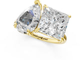 Yellow gold Pear and Princess Toi Moi Ring with Prong Setting and Plain Band 1