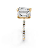 Yellow gold Pear and Radiant Toi Moi Ring with Prong Setting and Micro Pave Band 2