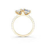 Yellow gold Pear and Radiant Toi Moi Ring with Prong Setting and Micro Pave Band 3