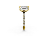 Yellow gold Pear and Radiant Toi Moi Ring with Prong Setting and Pave Band_19