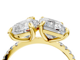 Yellow gold Pear and Radiant Toi Moi Ring with Prong Setting and Pave Band_21