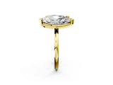 Yellow gold Pear and Radiant Toi Moi Ring with Prong Setting and Plain Band 2