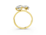 Yellow gold Pear and Radiant Toi Moi Ring with Prong Setting and Plain Band 3