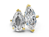 Yellow gold Pear and Radiant Toi Moi Ring with Prong Setting and Plain Band