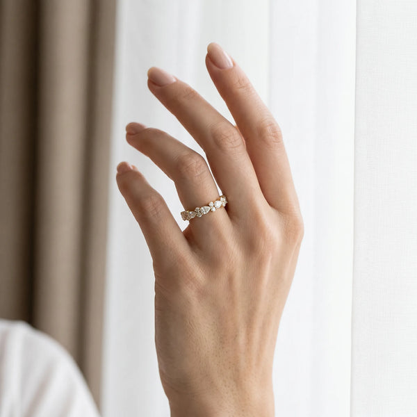 Yellow gold Pear and Round Diamond Wedding Band
