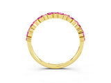 Yellow gold Pear and Round Pink Sapphire Wedding Band_21