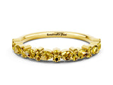 Yellow gold Pear and Round Yellow Sapphire Wedding Band_18