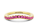 Yellow gold Pink Sapphire Pavé Curved Wedding Band_18